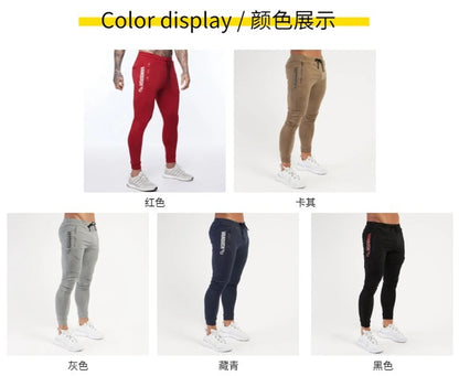 Cotton black slim trousers street clothes men's casual pants jogger gym zipper pocket fitness exercise sports pants