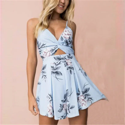 Bohemian Style Playsuit Floral Print Sexy Rompers Short Overalls Top Macacao Feminino Women Clothes Casual Summer Beach Jumpsuit