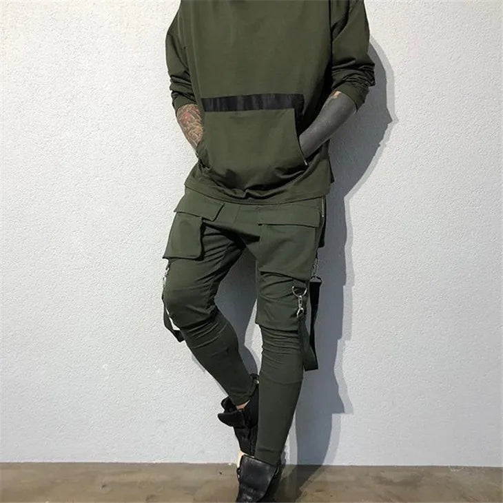 Men Joggers Zip pocket Hip-hop Multi-pocket Sweatpants Man Gyms Workout Fitness Cotton Trousers Male Casual Fashion Skinny Pants