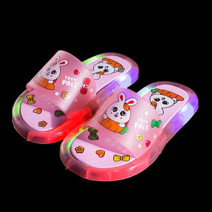 슬리퍼 Kids Shoe Fashion LED Luminescent Children's Slippers Summer New Cartoon Crystal Shoes Girls/boys Sandals Flip Flops