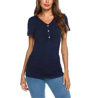 Maternity Summer T-Shirts Maternity Short Sleeve Tops Breastfeeding Tees for Pregnant Fashion top Maternity Wrap Shirts Clothes