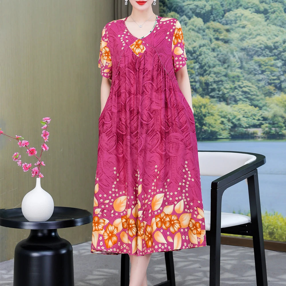 New 2024 Women Dress Female Casual short Sleeve cotton Dresses loose solid Vintage Sweet Clothing Vestidos  vestido verano