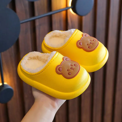 Baby Warm Cotton Slippers Winter Kids Waterproof Home Slippers for Girls Cartoon Bear Toddler Boy Indoor Slides Pantufa Infantil