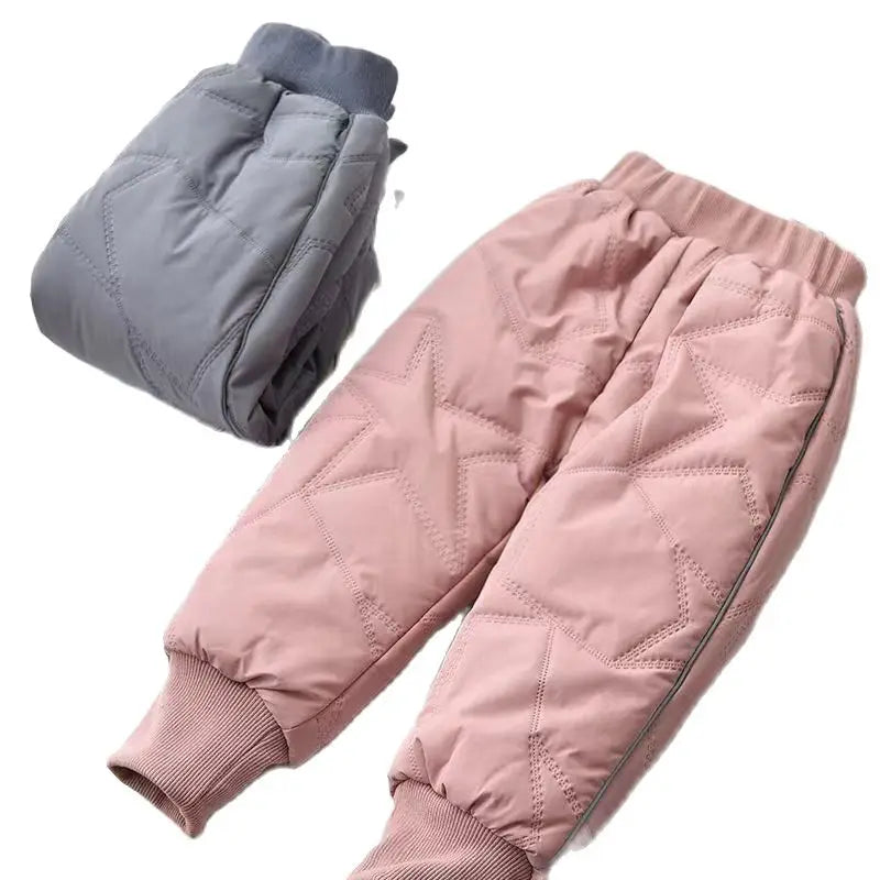 Winter Children Cotton Pants Baby Boy Down Pants Four-layer Fleece Thickening Cotton Children Clothes Boy Girl Trousers 0-6Y