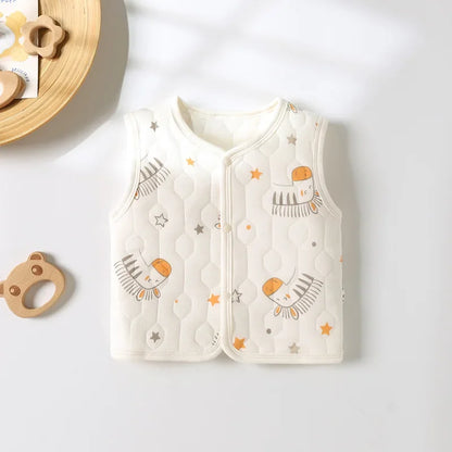 Baby Vest for Spring, Autumn, External Wear, Warm Newborn Vest, Children's Three-layer Cotton, Boys and Girls Winter Clothes