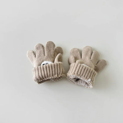 3-6 Years Children's Gloves Autumn and Winter Fashion Girls Boys Knitted Warm Cartoon Super Cute Five-finger Gloves Wholesale