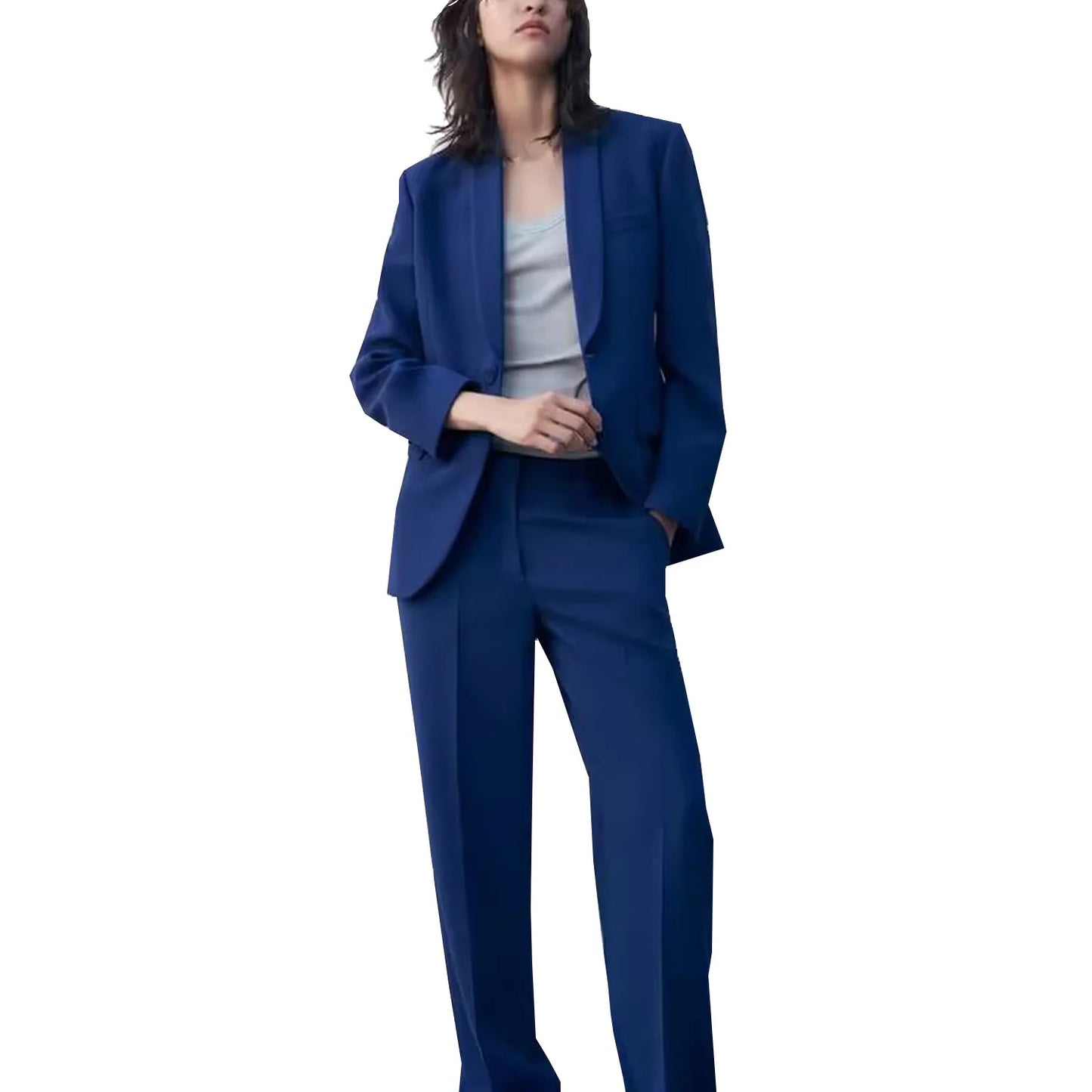 Women's Suit Jacket, Dress Collar with One Button and a Slit Design, Slim Fit and Slimming, Flared Pants, New