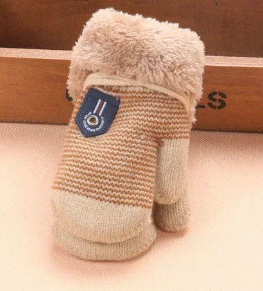 0-3 Years Baby Boys Girls Winter Knitted Gloves Warm Rope Full Finger Mittens for Children Toddler Kids Accessories KF960