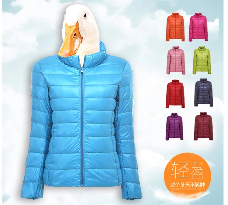 90% Ultra-light Thin Down Jacket Women 2023 Autumn Winter Slim Short Hooded Warm White Duck Down Coat Women Outerwear