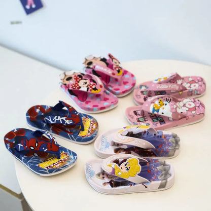 Disney Children's Slippers Cartoon Flip Flops Princess Sandals Boys/Girls Anti-skid Home Sandals Children's Beach Size 24-35