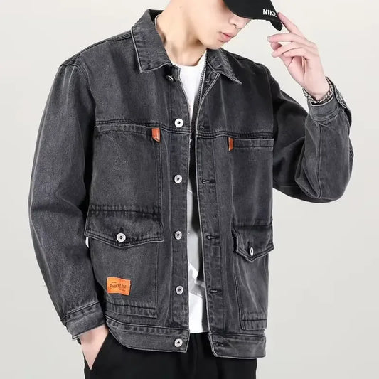 Spring Autumn Denim Jacket 2022 New Style Japanese Trendy Brand Multi-pocket Korean Version Loose Fit Men's Wear Jacket