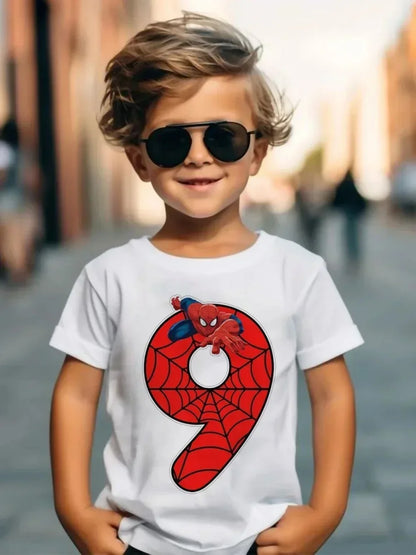 Summer Marvel Spiderman Cotton Children T-shirt 1-9 Years Old Birthday Gift Boy Clothing Fashion Casual T Shirt Baby Kid Tee Top