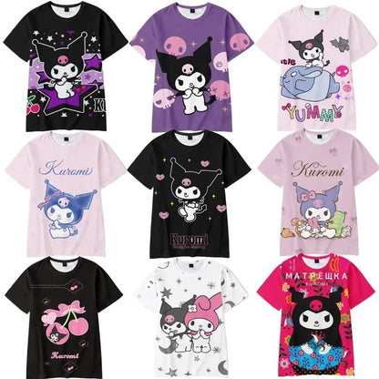 2023 Anime Cartoon Summer Kuromi T-Shirt My Melody Hello Kitty 3D Print Cartoons Clothes Kid Girl Boy Fashion T Shirt Casual Top